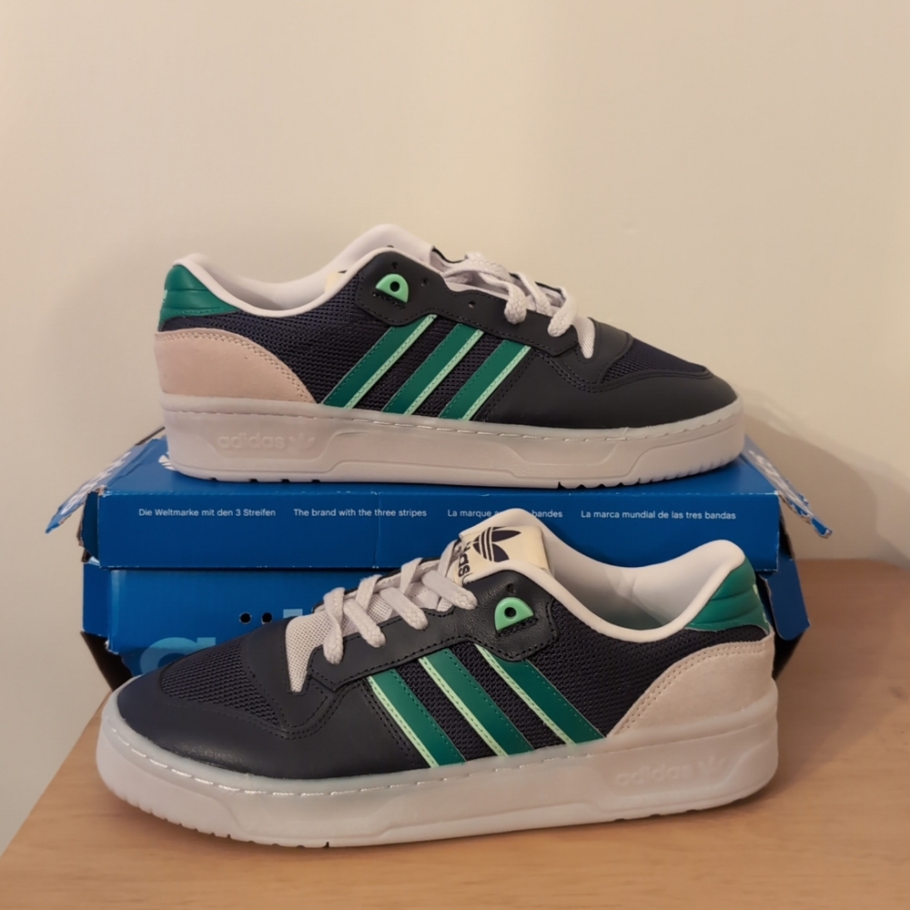 Adidas Men's Navy and Green Sneakers